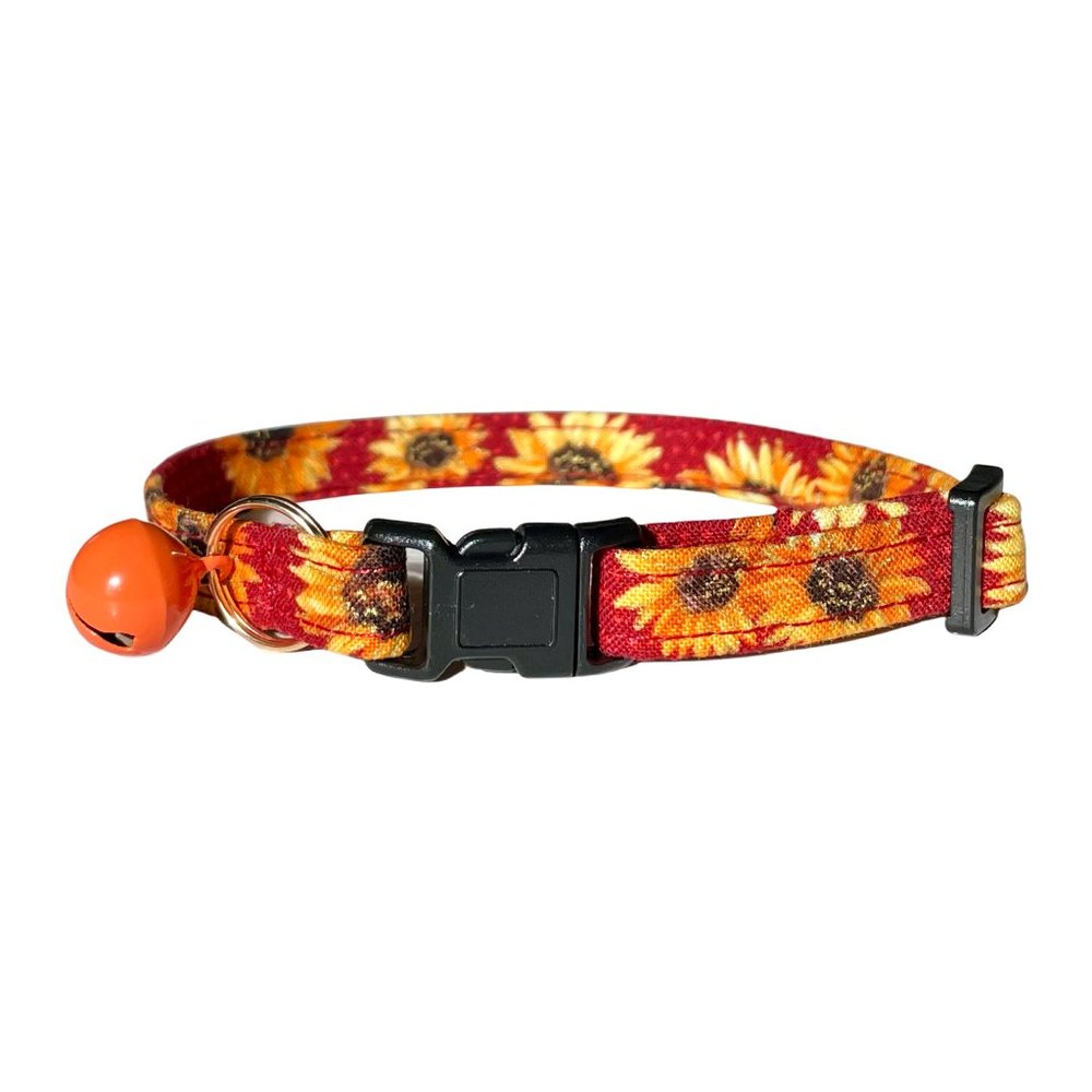 Handmade Sunflower Cat Collar with Breakaway Safety Buckle